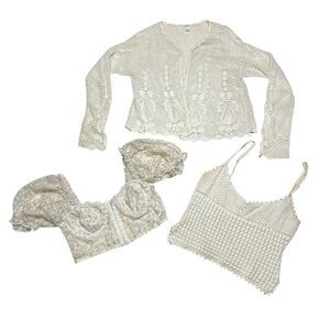 Vintage Victoria's Secret Country White Crochet Lace Tank Set